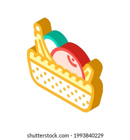 fruit basket in canteen isometric icon vector. fruit basket in canteen sign. isolated symbol illustration