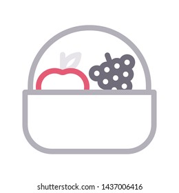 fruit basket color line vector icon