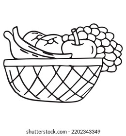 Fruit Basket Coloring Page Kids Vector Stock Vector (Royalty Free ...