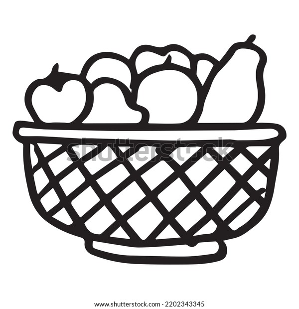 Fruit Basket Coloring Page Kids Vector Stock Vector (Royalty Free ...