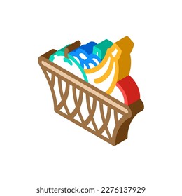 fruit basket home interior isometric icon vector. fruit basket home interior sign. isolated symbol illustration