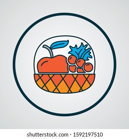 Fruit basket icon colored line symbol. Premium quality isolated harvest element in trendy style.
