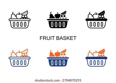 Ícone De Cesta De Frutas Ilustração De Vetor De Estilo Múltiplo