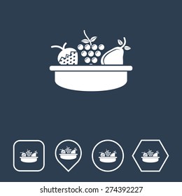 Fruit Basket Icon on Flat UI Colors with Different Shapes. Eps-10.