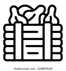 Vector de contorno de icono de cesta de frutas. Producción agrícola. aplicación de datos