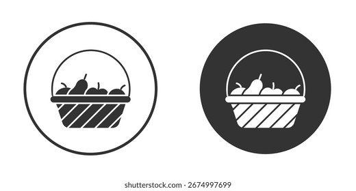 Pictograma de icono de cesta de frutas. Ilustración de contorno de Vector aislado sobre fondo blanco.