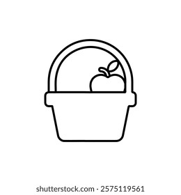 fruit basket icon Simple outline illustration