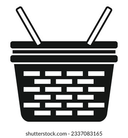 Fruit basket icon simple vector. Picnic wicker. Handle box