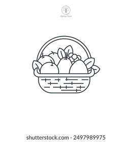 Fruit Basket icon symbol vector illustration isolated on white background