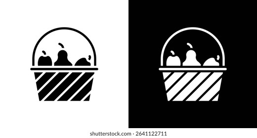 Fruit basket icon symbols. Vector illustration.