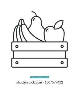 fruit in a basket icon vector illustration logo template for many purpose. Isolated on white background.