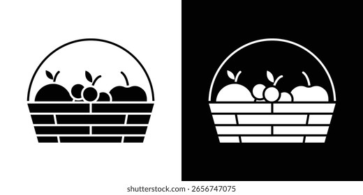 Ícone de cesta de frutas Gráficos escalonáveis por vetor