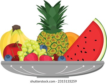 Ilustración De La Cesta De Frutos, Vectores De Frutas, Ilustración De Frutas Mezcladas
