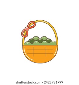 ilustración de la cesta de frutas. icono de vector sobre fondo blanco