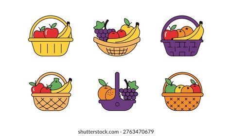 Fruit Basket Line art vector simple abstract pattern illustration