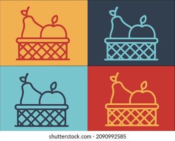 Fruit Basket Logo Template, Simple Flat Icon of food,basket,apple