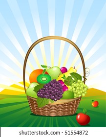 fruit basket in the meadow