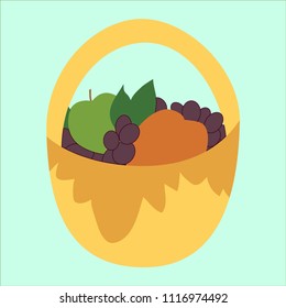 fruit basket on a blue background