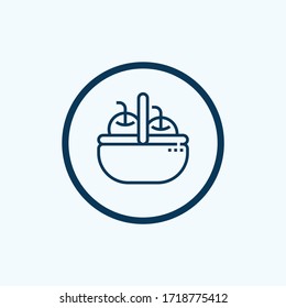 Fruit basket outline icon. linear style sign for mobile concept and web design. Harvest simple line vector icon. Symbol, logo illustration. Pixel perfect vector graphics