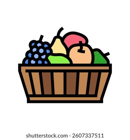 fruit basket slow living color icon vector. fruit basket slow living sign. isolated symbol illustration