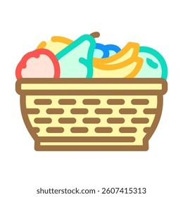 fruit basket slow living color icon vector. fruit basket slow living sign. isolated symbol illustration