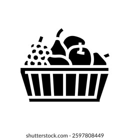 fruit basket slow living glyph icon vector. fruit basket slow living sign. isolated symbol illustration