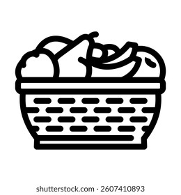 fruit basket slow living line icon vector. fruit basket slow living sign. isolated contour symbol black illustration