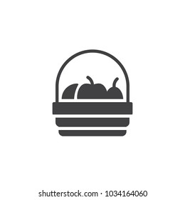 Fruit basket vector icon. filled flat sign for mobile concept and web design. Harvest simple solid icon. Symbol, logo illustration. Pixel perfect vector graphics