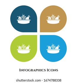 Fruit Basket  Vector Illustration icon for all purpose. Isolated on 4 different backgrounds.