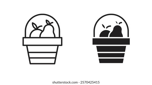 Fruit basket vector web icons set