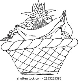 Fruit Basket Vintage Fresh Fruit Hand Stock Vector (Royalty Free ...