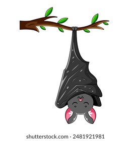 Fruit bat cartoon or Marianas fruit bat cartoon, digital art illustration