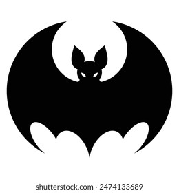 Fruit bat vector icon. Flying mammal black silhouette. Logo Halloween character ghost illustration cartoon symbol graphic.