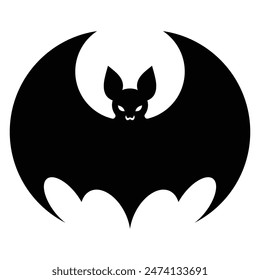 Fruit bat vector icon. Flying mammal black silhouette. Logo Halloween character ghost illustration cartoon symbol graphic.