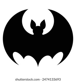 Fruit bat vector icon. Flying mammal black silhouette. Logo Halloween character ghost illustration cartoon symbol graphic.