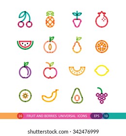 fruit and berries bright universal icons