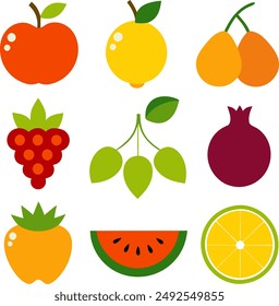 Fruit and berry assorted set. Are hand-draw vintage engraving illustration for poster, label and menu. Illustration in graphic sketch doodle style.