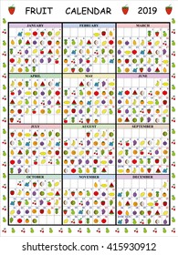 Fruit berry calendar for 2019