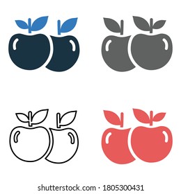 Fruit, berry, cherry icon. Glyph vector isolated on a white background