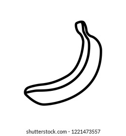 Fruit and berry collection - banana. Line icon of whole unpeeled banana. Vector Illustration 