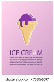 Fruit berry ice cream vintage retro illustration with place for text background vector. Banner or ads