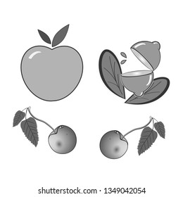 Fruit berry icon set. Apple, cherry, lemon. Fresh farm healthy food. Education card for children White background Isolated vector illustration
