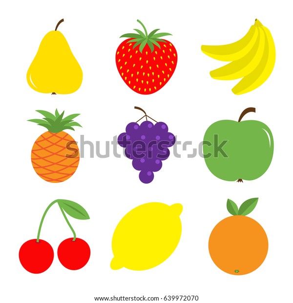 Fruit Berry Icon Set Pear Strawberry Stock Vector (Royalty Free ...