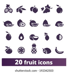 Fruit and berry icons: vector set of food signs