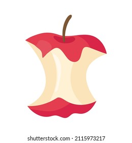 fruit bitten red apple Cartoon vector illustration isolated object 