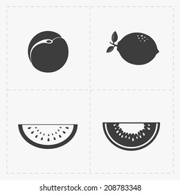 Fruit Black Icon set on White