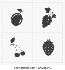 Fruit Black Icon set on White