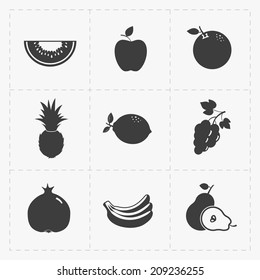 Fruit Black Icon set on White