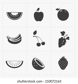 Fruit Black Icon set on White