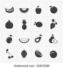 Fruit Black Icon set on White